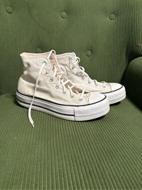 Platform Converse Women's High-Top Canvas Sneakers in Off-White